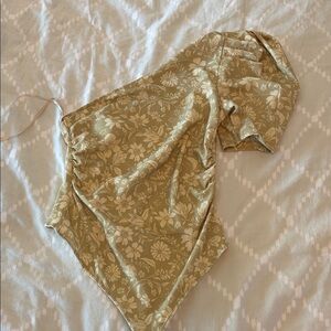 Free People Cream One-Shoulder Bodysuit